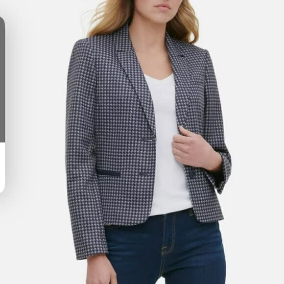 Premise Black/Blue Herringbone Double Button Blazer. Size Small - Picture 1 of 12
